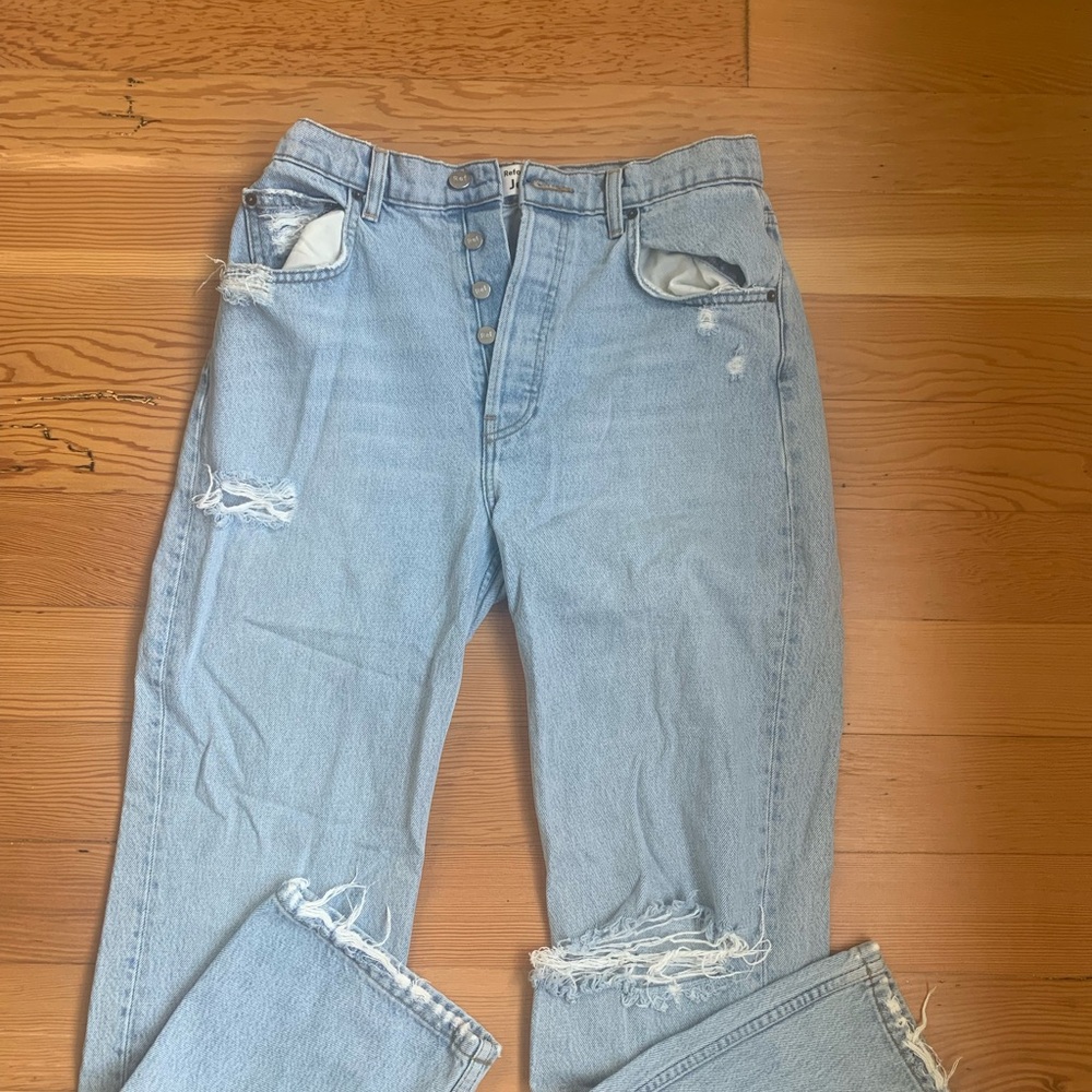 Reformation Light Blue Distressed Boyfriend Jeans